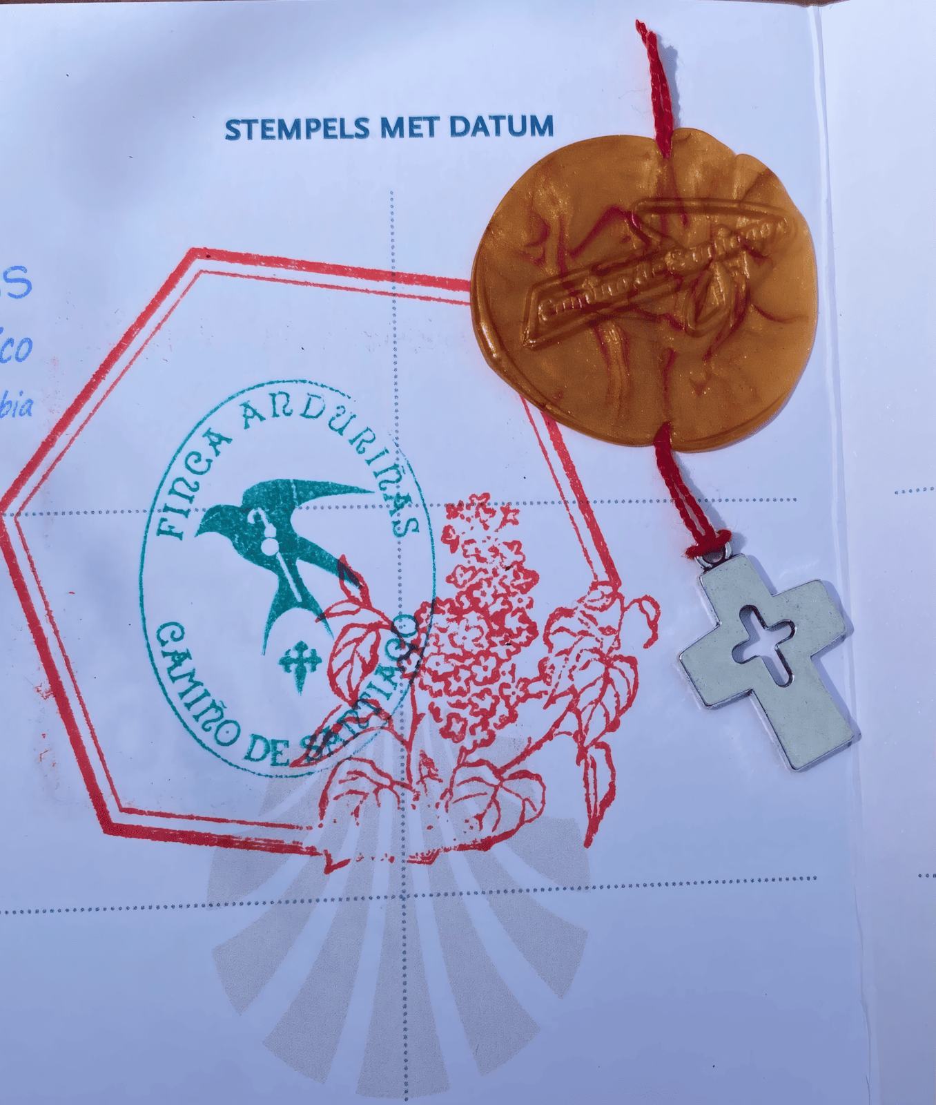Sello Finca Anduriñas — credencial del peregrino